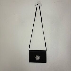 Vintage Black Evening Handbag with Embroidered Detailing from Austria